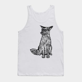 Hipster Coyote Black Tank Top